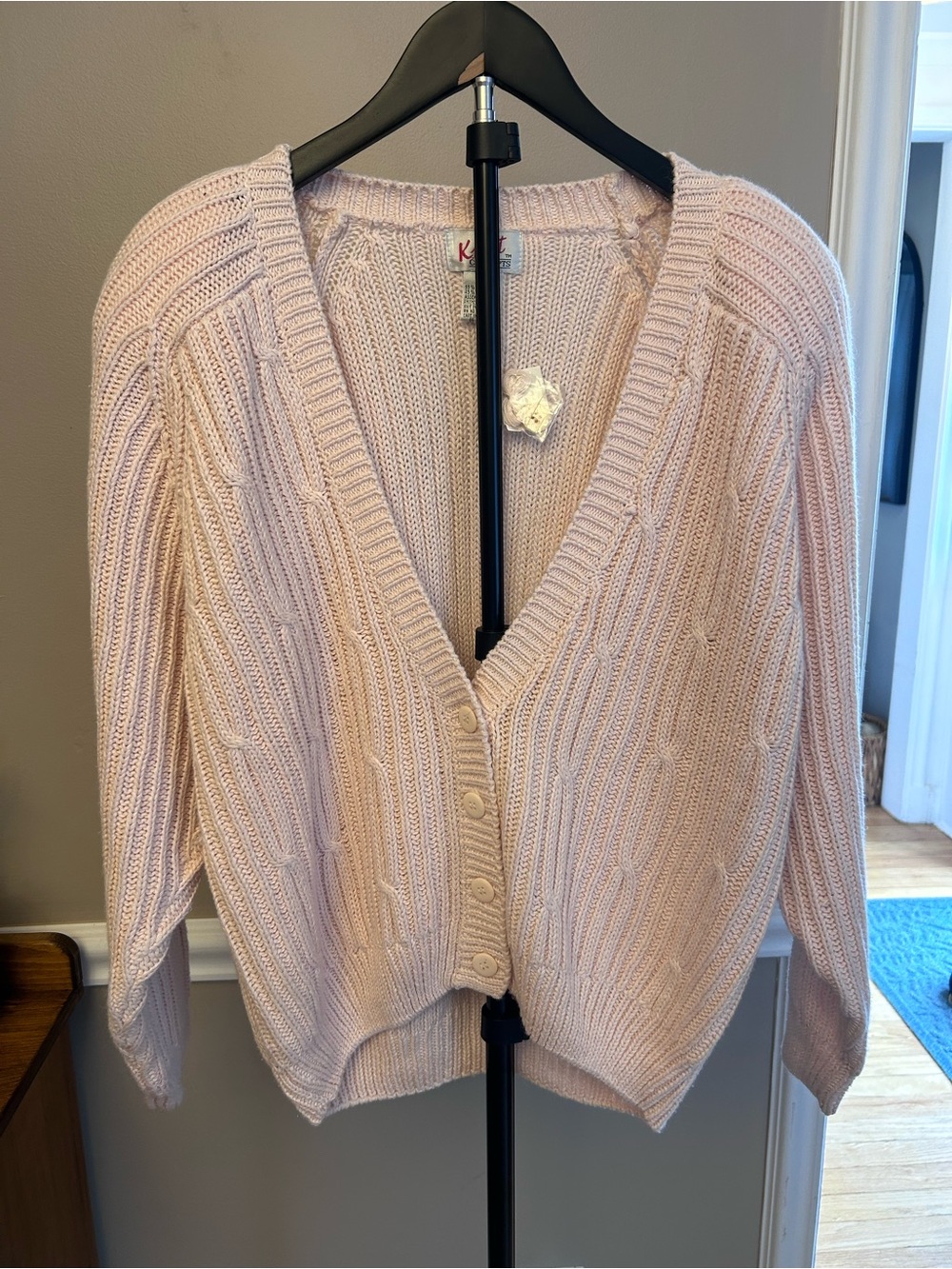 Knit Concepts Pale Pink V-Neck Button-Up Cardigan